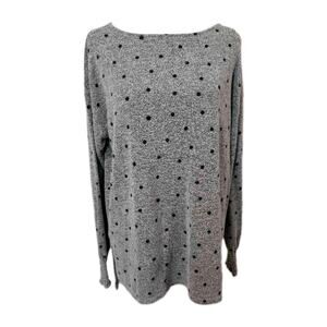 Lucky Brand Womens Gray Black Polka Dot Top Blouse Tunic Size Small Sweater EUC
